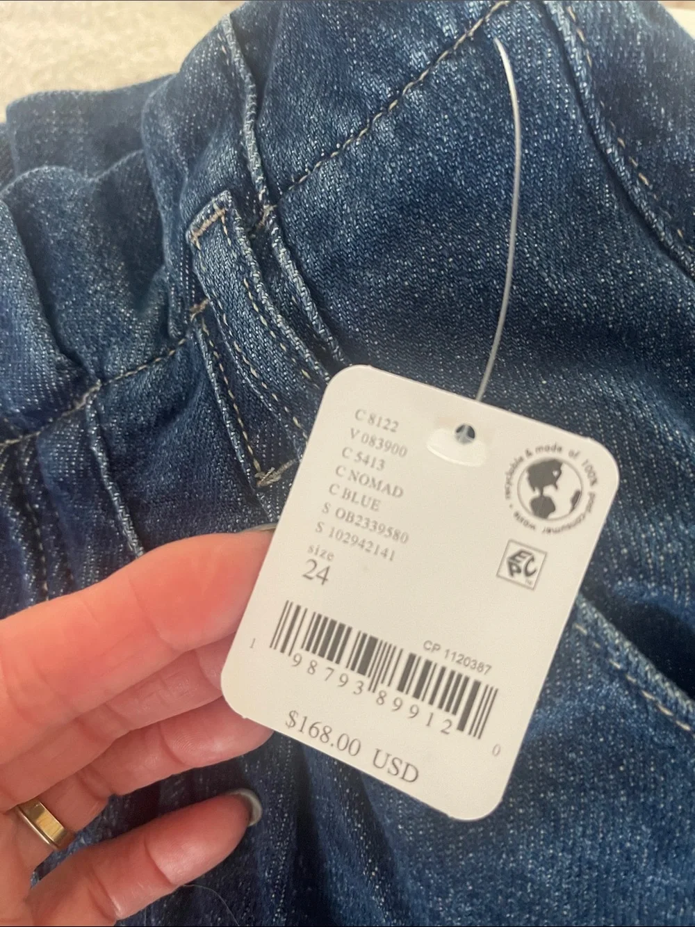 Free People Dark Blue Wide Leg High-Rise Jeans